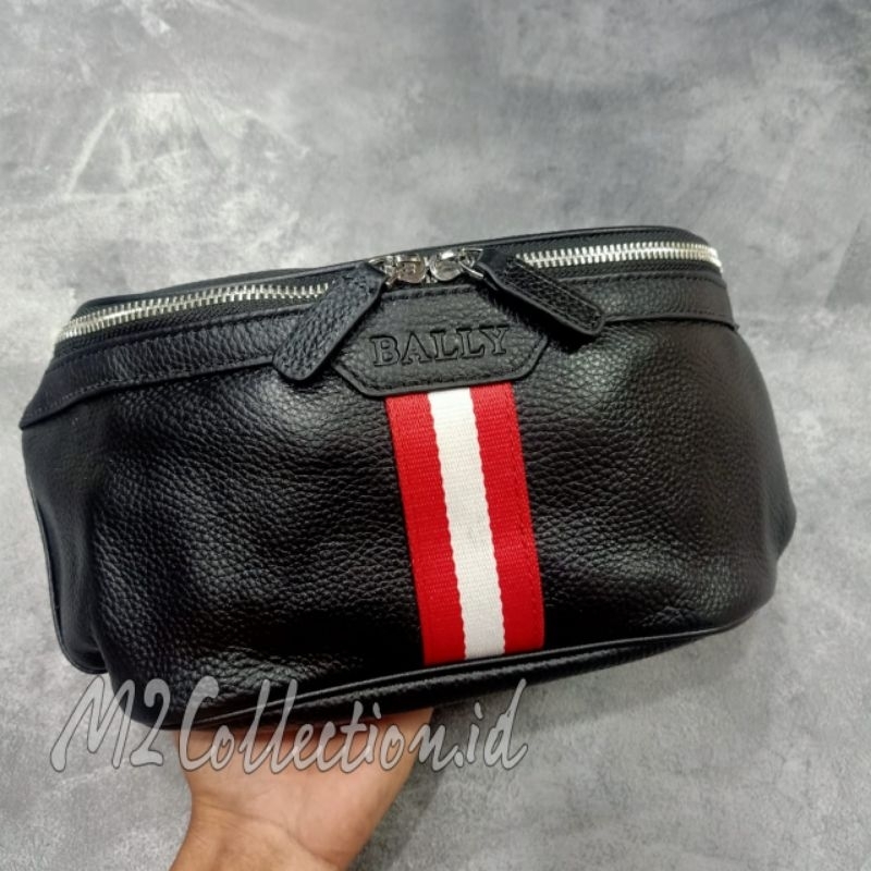 waistbag bally leather belt bag tas pinggang kulit import