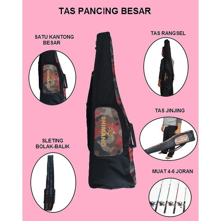 Tas pancing Jumbo Tas pancing Jinjing Tas Pancing Rangsel Tas pancing Muat 4 joran Tas Pancing besar