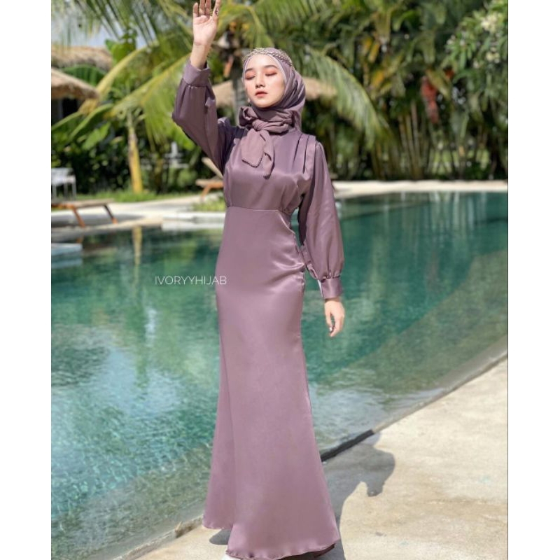 dress kondangan silk || Jasmine dress by ivory hijab