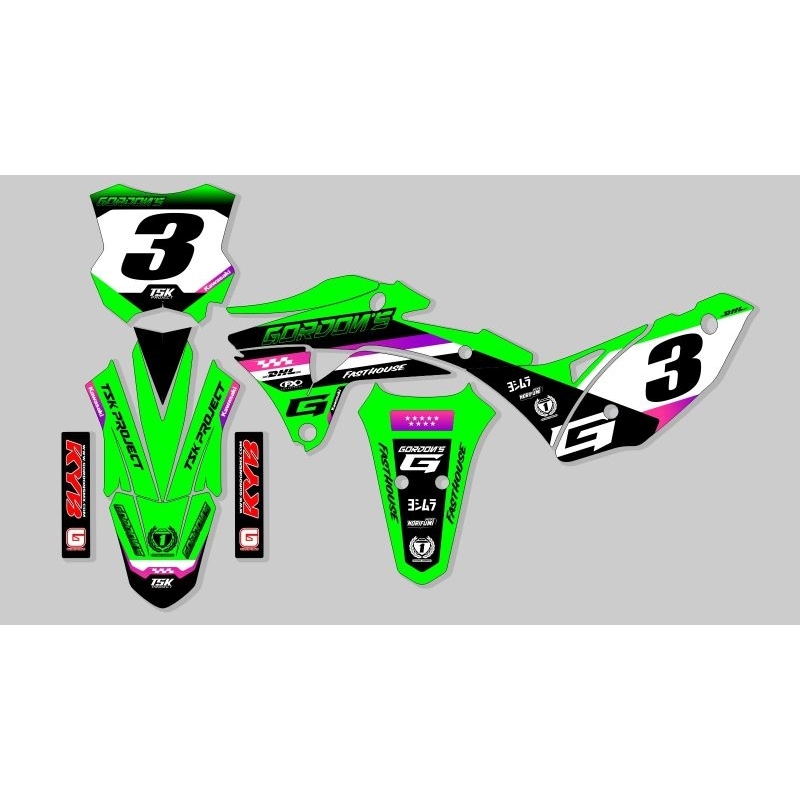 DECAL CUSTOM FULLBODY KAWASAKI KLX GORDONS GREENTECH LIMITED DECAL