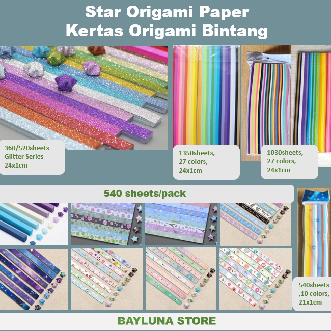 

Diskon Pemesanan Bayluna 5413135lbr DIY Kertas Origami Star Bintang 27 warna 21x1cm Warna Warni Rainbow Art Craft