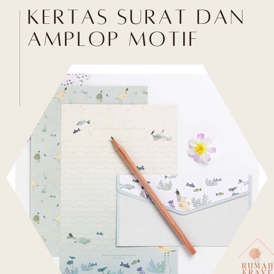 

Serba Meriah RUMAH KRAVE Kertas Surat dan Amplop Motif Bunga Laut Letter Envelope
