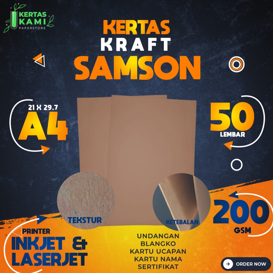 

Grosir Hari Ini Kertas Kraft Samson 2 gsm A4 isi 5 lembar Kertas Tebal HVS Coklat A4 2 gram Kertas Undangan Karton Ijasah Sertifikat Kartu Ucapan ukuran A4 warna Cokelat