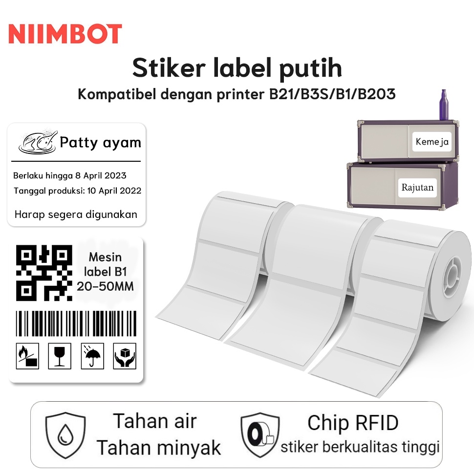 

ART T17J NIIMBOT B21B1B3S Kertas Stiker Label Termal Putih Lebar Pakaian Harga Komoditas Makanan