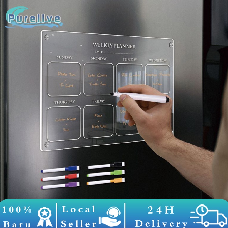 

ART V8G Weekly Monthly Planner Magnet Kulkas Akrilik Custom Dinding Schedule Board untuk dinding kantor