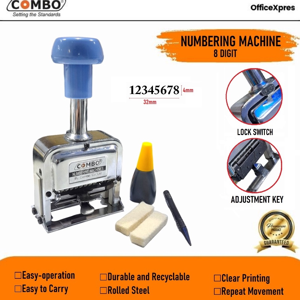 

ART Q25B Numbering Machine 6 7 8 Digits 18S Numerator Nomorator Nomerator Combo