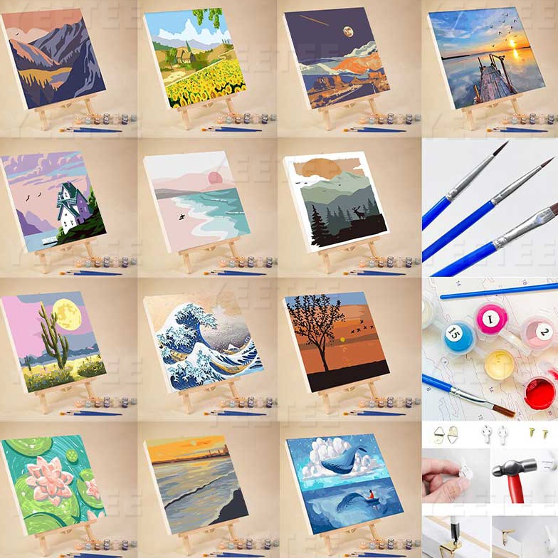 

ART I88N Paint by Number KIT Flowers Series 2x2cm Painting KIT DIY Oil Painting Hand Painted Coloring