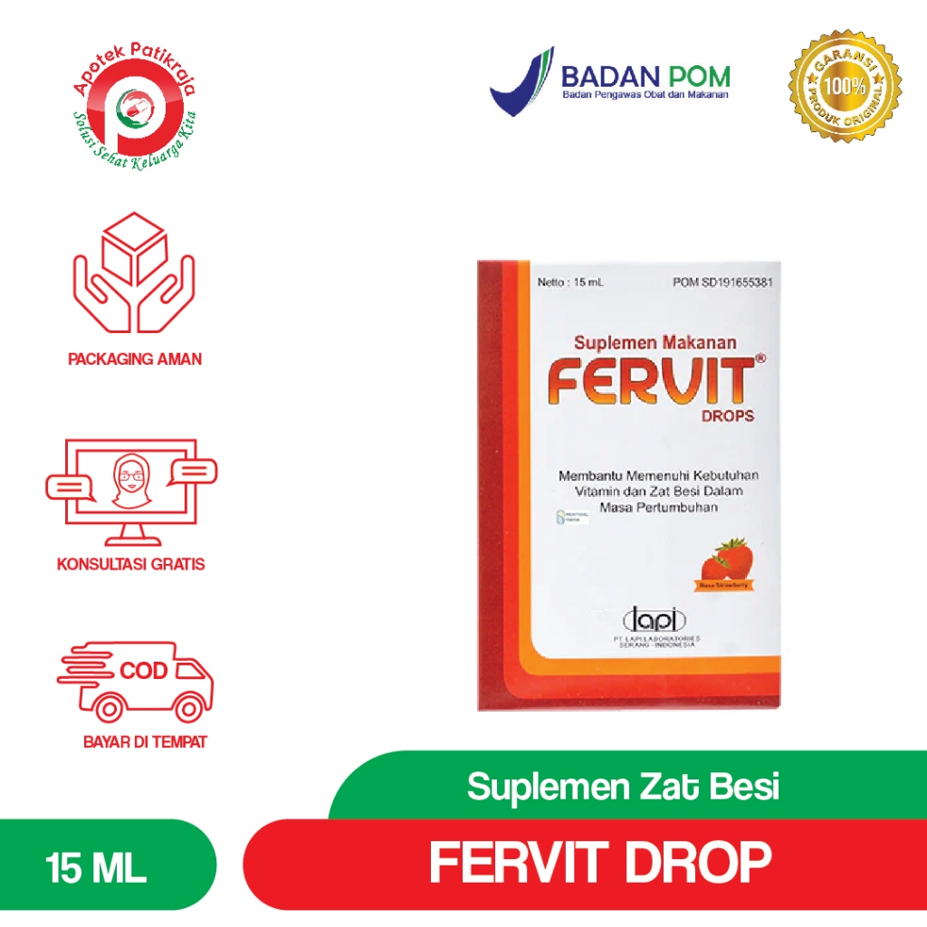 FERVIT DROPS 15ML | FERVIT DROP RASA STRAWBERRY