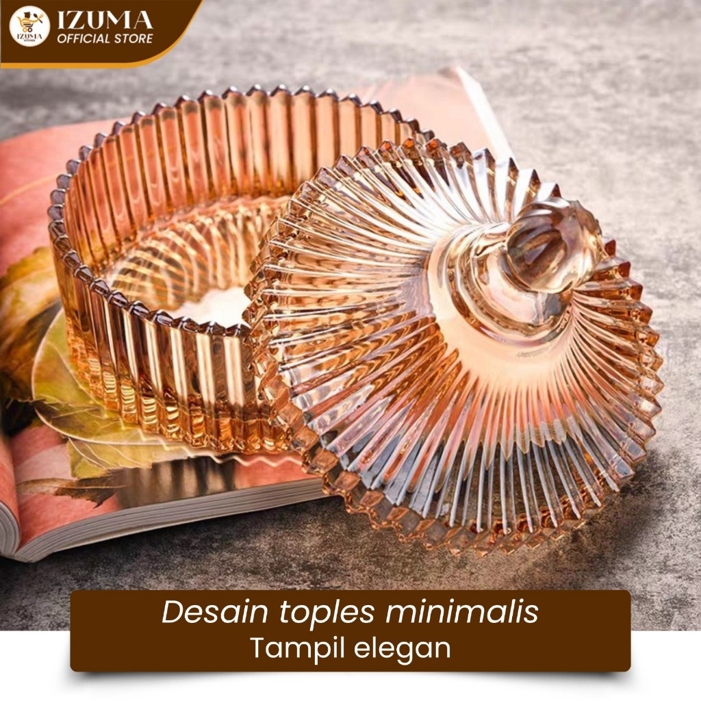 Izuma Toples Kaca Crystal Souvenir Snack Jar Toples Kaca Beling Toples Lebaran