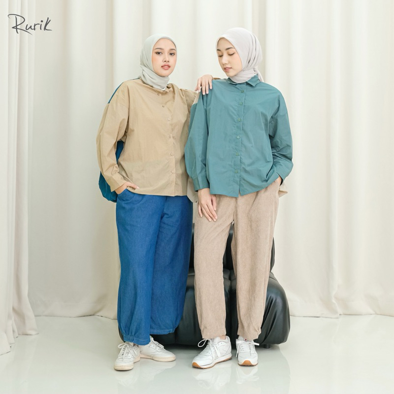 DENIA SHIRT by RURIK KEMEJA WANITA BASIC OVERSIZE PARASUT