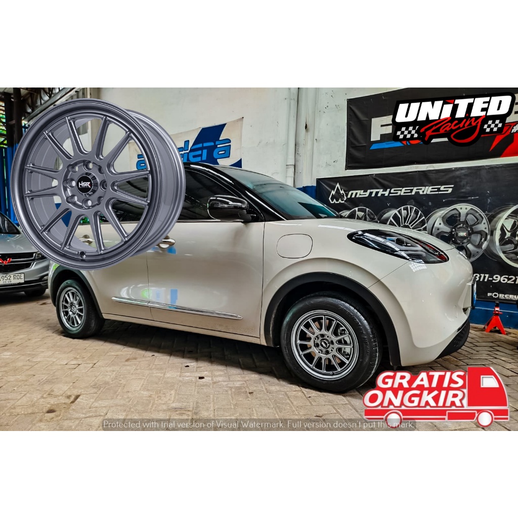 VELG MOBIL RING 16 HSR ENDE UNTUK WULING BINGUO R16 PELEK RACING GREY GLOSSY LEBAR 7