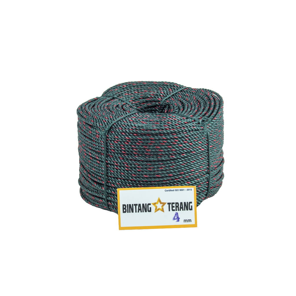 

Tali Plastik HDPE / Tali PE Polyethylene 4 mm +/- 200 Meter BINTANG TERANG
