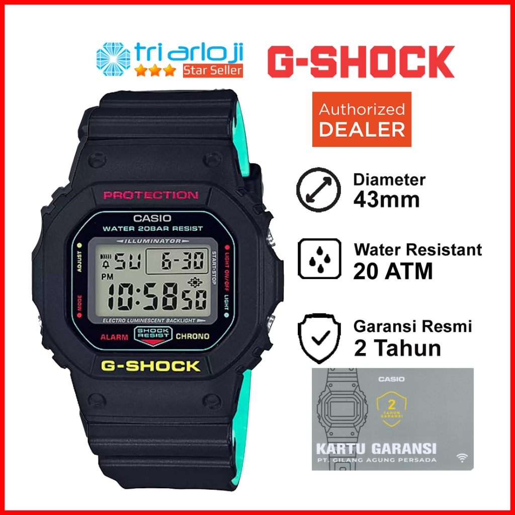 Casio G-Shock DW-5600CMB-1DR - Jam Tangan Pria GShock DW5600CMB DW-5600 Hitam Toska