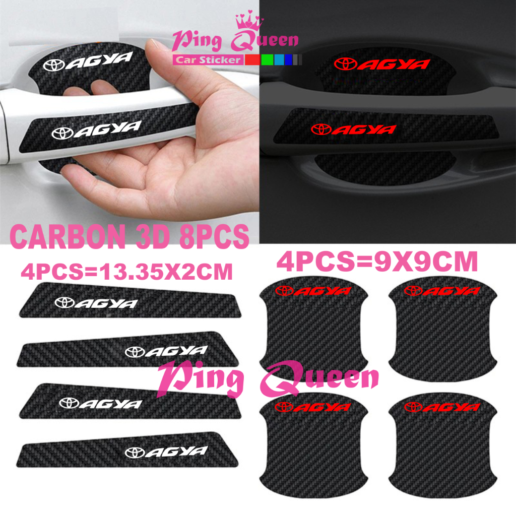 8PCS STICKER HANDLE MOBIL AGYA STICKER PELINDUNG HANDLE GAGANG PINTU MOBIL TOYOTA AGYA