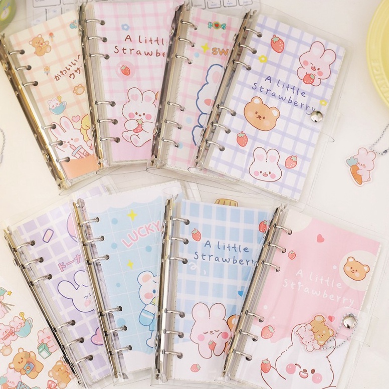 

ART J89B Buku binder A6 isi kertas 1 lembargantungan kecilPET stiker Korean style spiral notebook PVC cute bear rabbit Buku catatan isi ulang looseleaf Buku harian Binder bahan cover silikon transparan Jurnal wisatawan DIY scrapbook Daily planner