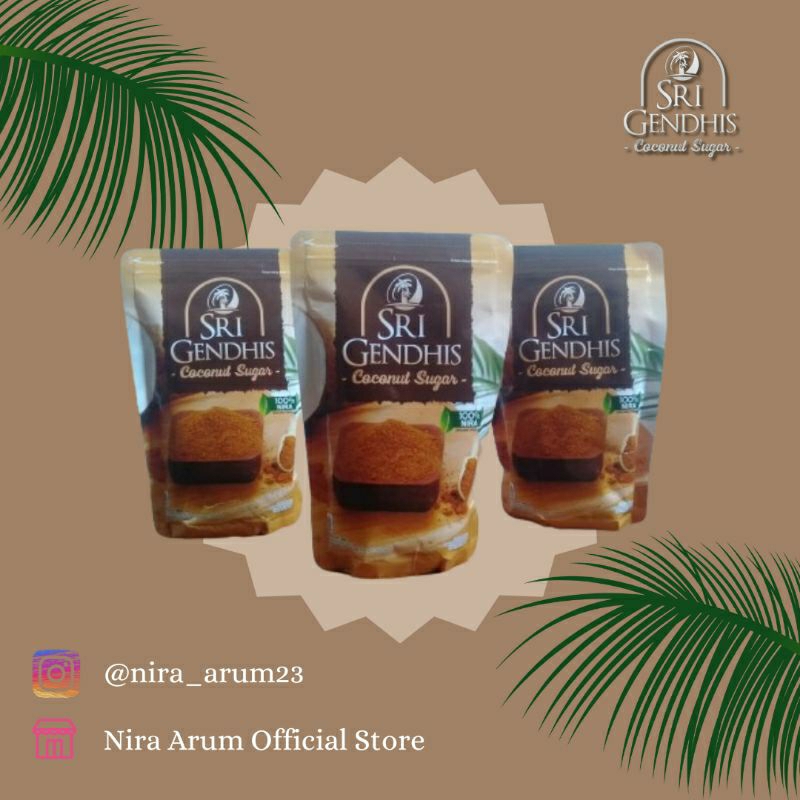 

Sri Gendhis Coconut Sugar Bahan Nira kelapa asli ukuran 250 gram tiga pcs