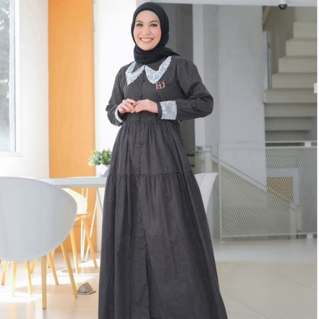 PEPLUM LACE DRESS | DRESS POLKADOT LACE | GAMIS POLKADOT LACE | DRESS BAHAN KATUN JEPANG PREMIUM | G