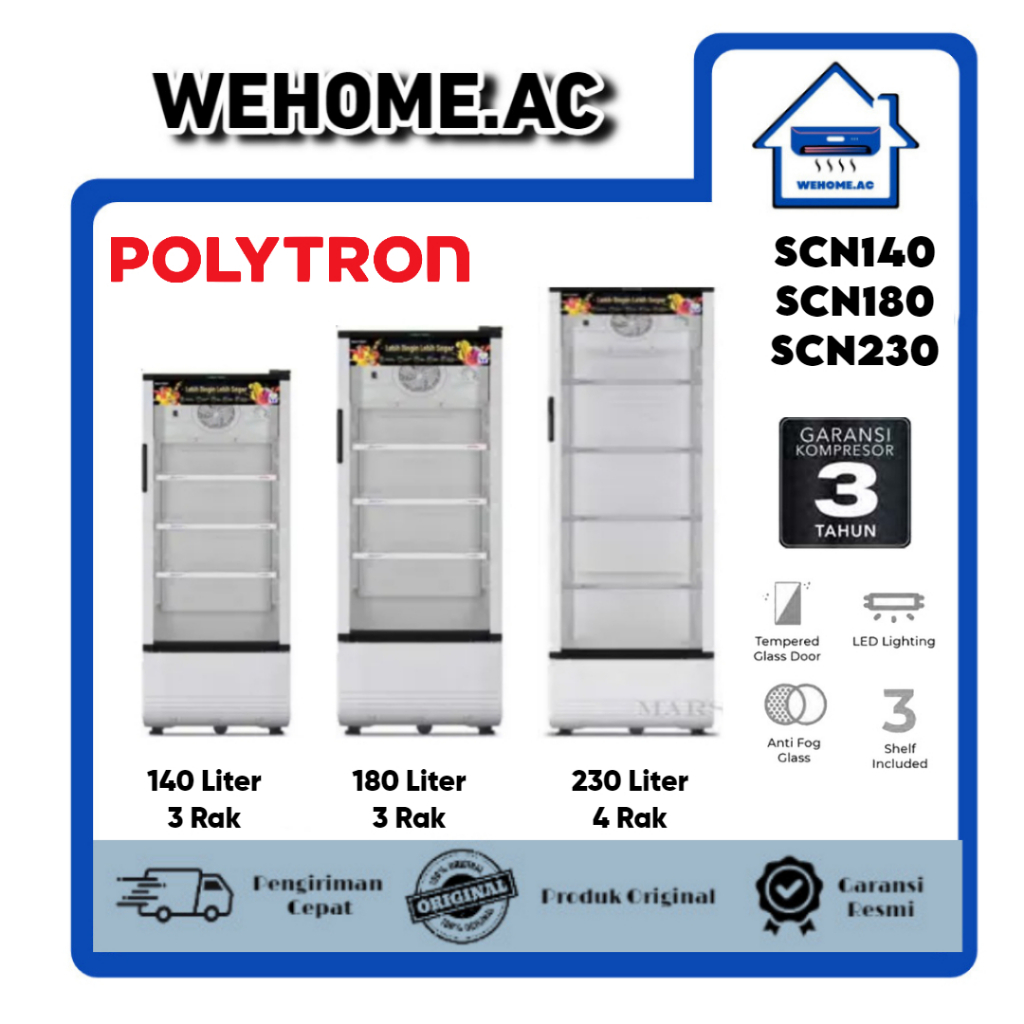 Showcase Cooler Polytron SCN140 / SCN180 / SCN230 Kulkas Lemari Display Cooler Polytron