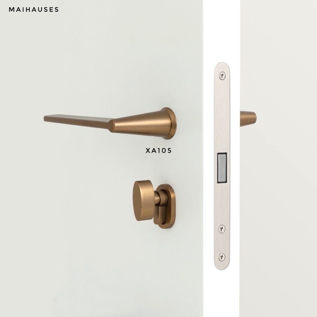 Gagang Pintu DOOR HANDLE MINIMALIST XA105 Bronze Kuningan Maihauses Garansi Full Set Silinder Lock