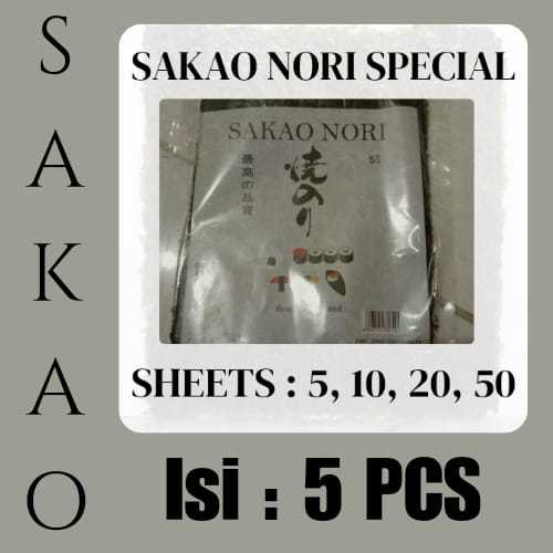

SUSHI NORI - SAKAO NORI 5 SHEETS /LEMBAR JAPANESE ROASTED SUSHI NORI SEAWEED (RUMPUT LAUT PANGGANG) SAKAO, SUSHI NORI- ONIGIRI NORI - RAMEN NORI - BENTO NORI HALAL ISI 50 SHEETS/LEMBAR WARNA HIJAU KEMERAHAN PRAKTIS DAN HALAL