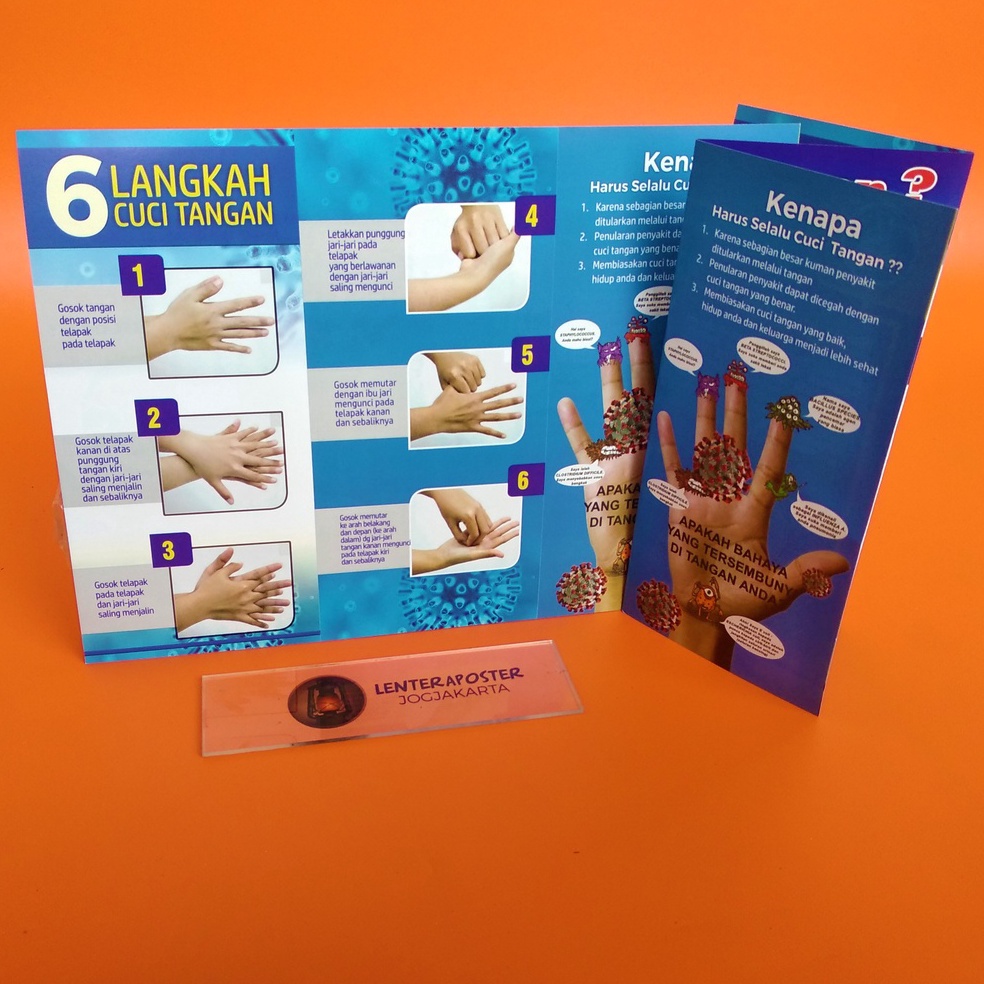 ART R73L Leafletbrosur Ayo biasakan cuci tangan dengan sabun Leaflet kesehatan 6 langkah mencuci tan