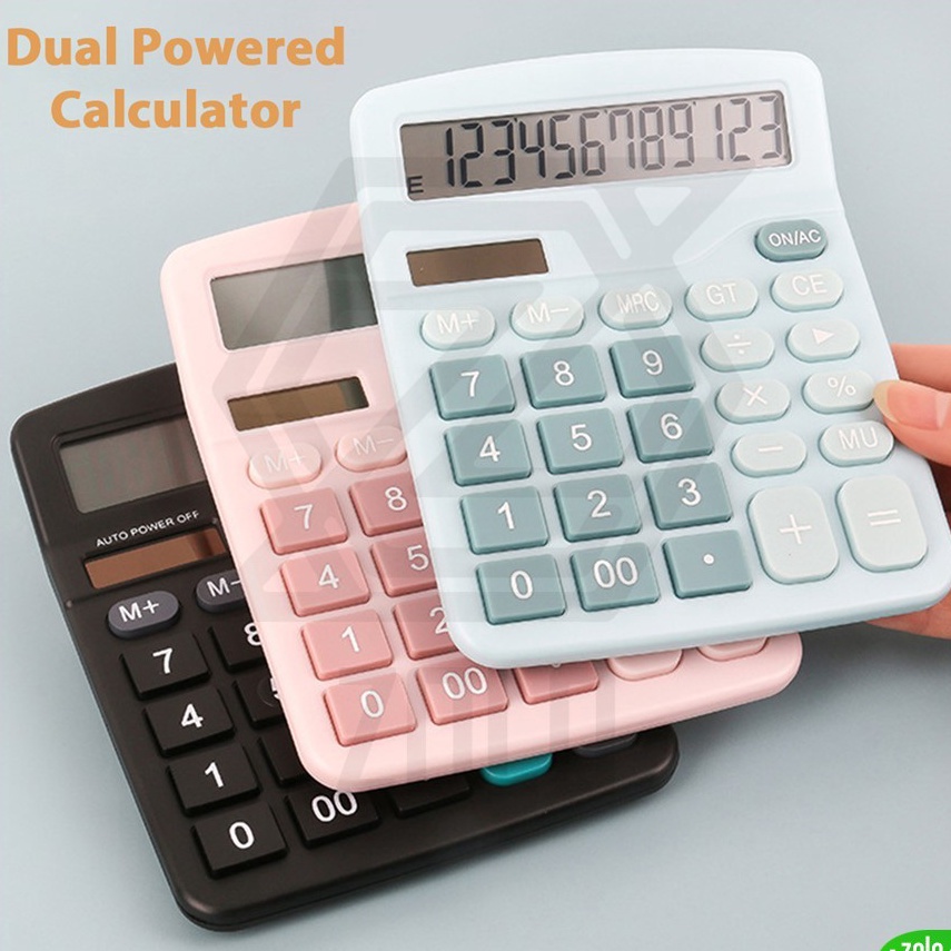 

ART I78U zolo DEXIN Kalkulator Warna Pastel Dual Power Solar Panel 12 Digit