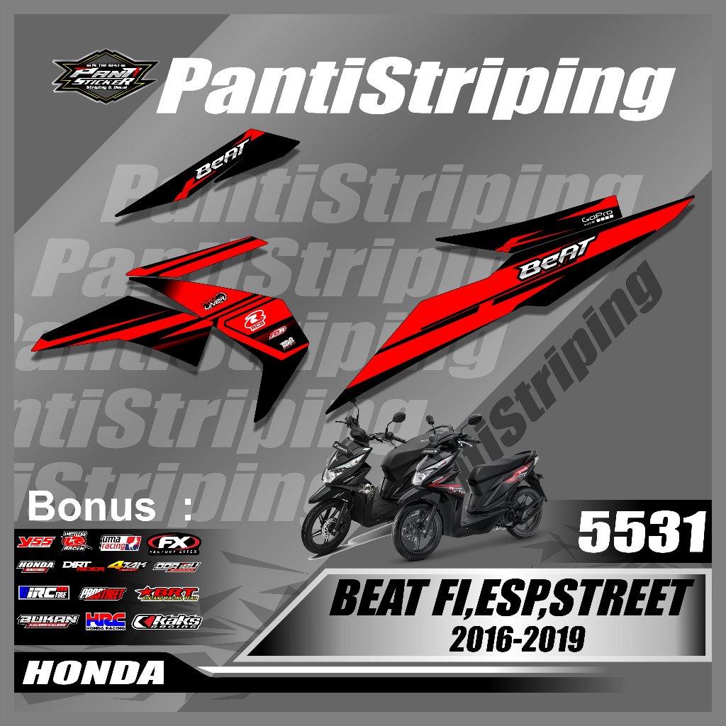 Sticker Striping Motor Beat Fi New Terbaru  - Striping skotlet Motor Beat 2016 2017 2018 2019 viral