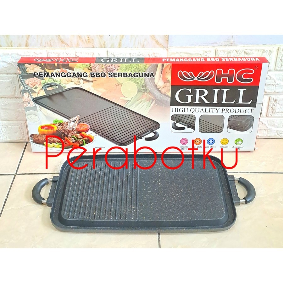 Multi Grill Pan HC / Pemanggang BBQ Teflon / Alat Panggangan Daging Ikan Sosis Serbaguna Besar