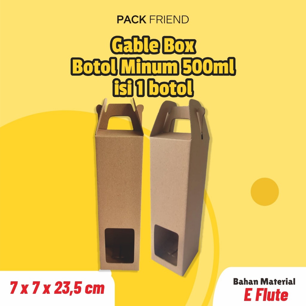 

Gable Box 7x7x23.5/ Dus Botol minum 500ml isi 1/ Dus Tumbler/ Dus Tenteng