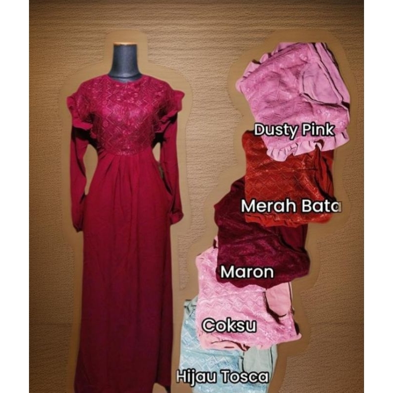 Gamis crinkle brokat | gamis lebaran 2024 | gamis crinkle mix brokat | gamis crinkle airflow wanita 