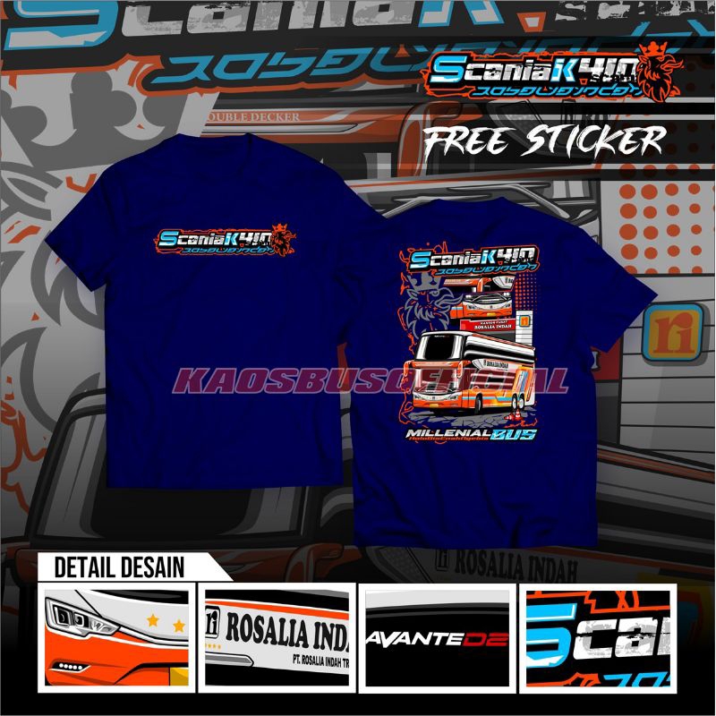 Kaos Baju Bus Bis Mania Bismania ANAK Laki Laki Rosalia Indah Scania Double Decker