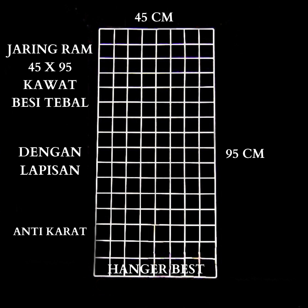 GRID WALL JARING RAM KAWAT BESI DINDING 95x45 CM / GANTUNGAN ACCESORIES DAN MASKER | Kawat Ram 95 x 