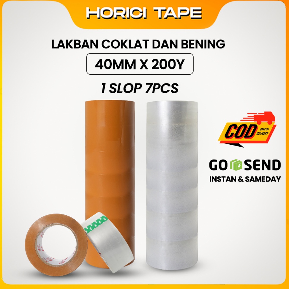 

ART H56W HORICI 1 SLOP 7 PCS 4MM2Y TAPE MURAH SUPER CLEAR LAKBAN BENING DAN COKLAT