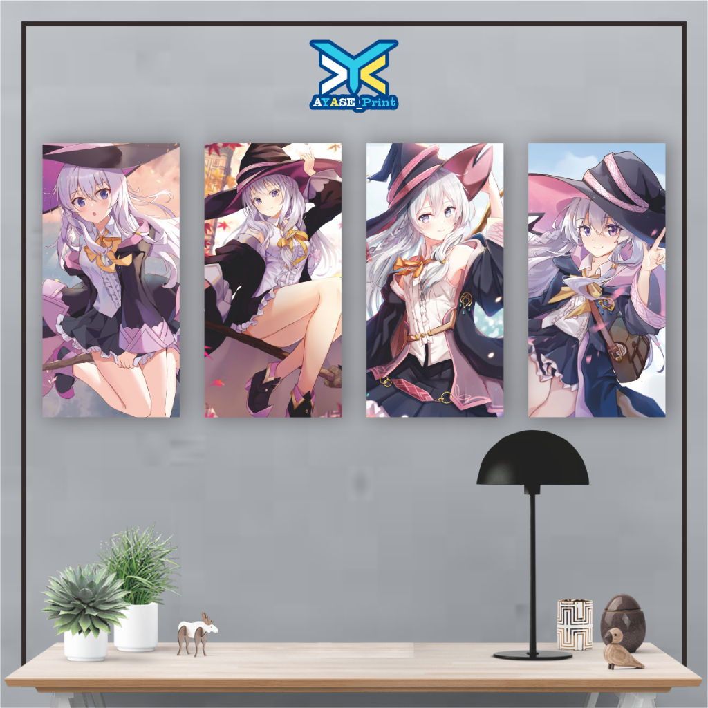 Wall Decor ELAINA MAJO NO TABI TABI Poster Kayu Hiasan Dinding Kamar Tidur Wallpaper Anime 10 x 20CM