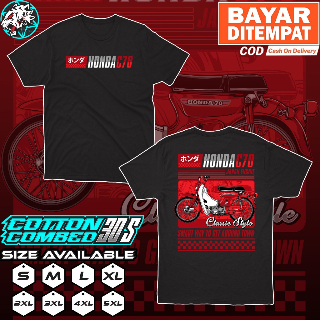 KAOS BAJU HONDA C70 CLASSIC STYLE BIG SIZE JUMBO KAOS C70 PRIA WANITA