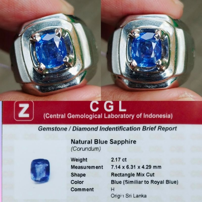 Batu natural 2.17ct similiar to royal blue sapphire safir Ceylon srilanka