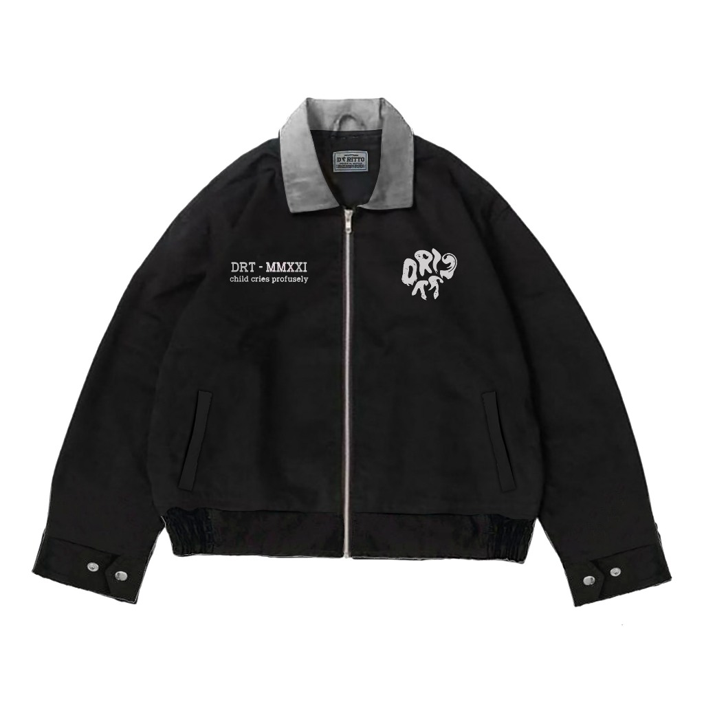DRITTORONZIO Work Jaket Boxy - Jacket Crop "Liscio" unisex - Hitam