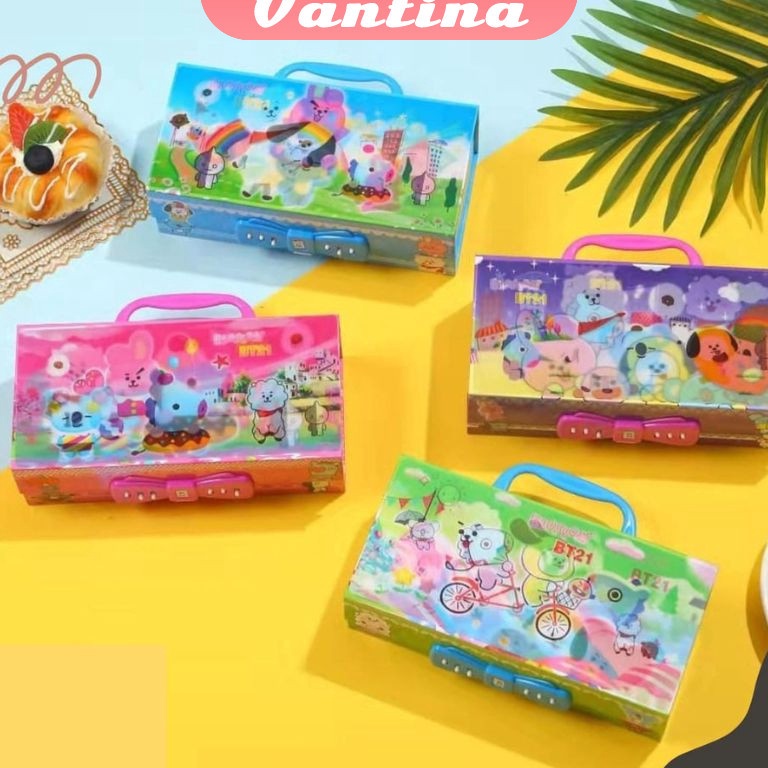 

ART C1Y kotak pensil KODE 3 Tingkat Metalik 3 Dimensi pencil case kunci password pensil box pin 3 susun