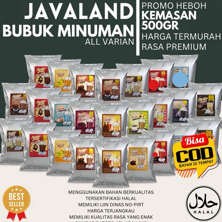 

Lariz manis Javaland Mix Bubuk Minuman Boba Kekinian Aneka Rasa 5gr