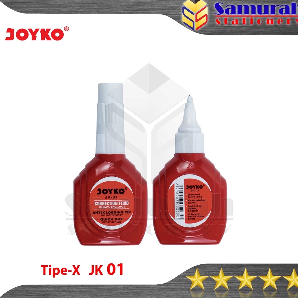 

ART P62T Correction Pen Joyko JK1 Merah Per Lusin TipEx Cair JK 1 Tipe X Fluid Pendek Per 12 Pcs Grosir