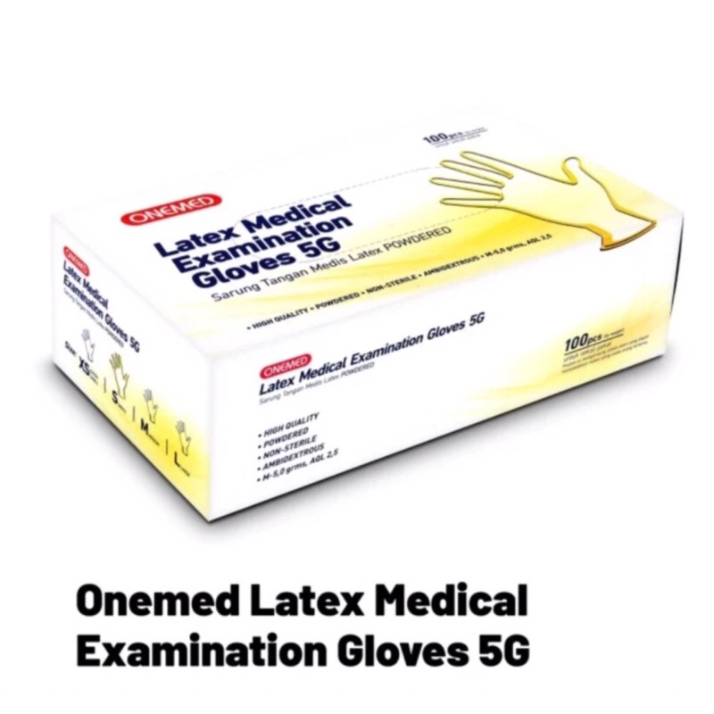Onemed Sarung Tangan Medis Latex isi 100 pcs per box