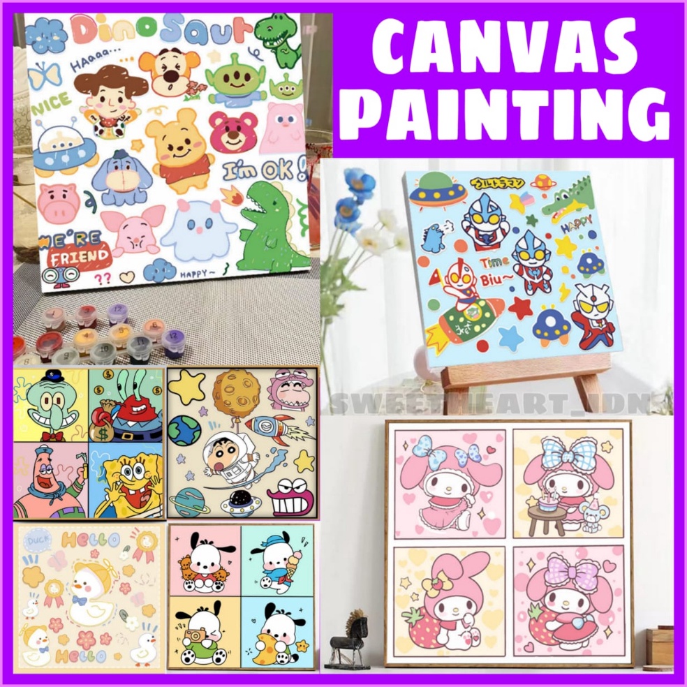 

ART V52W Canvas Painting By Number 3x3 CM Melukis Mewarnai Kanvas Nomor Prakarya Anak
