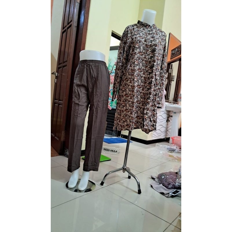 ONE SET/ SETELAN TUNIK MALLA FULL BUNGA