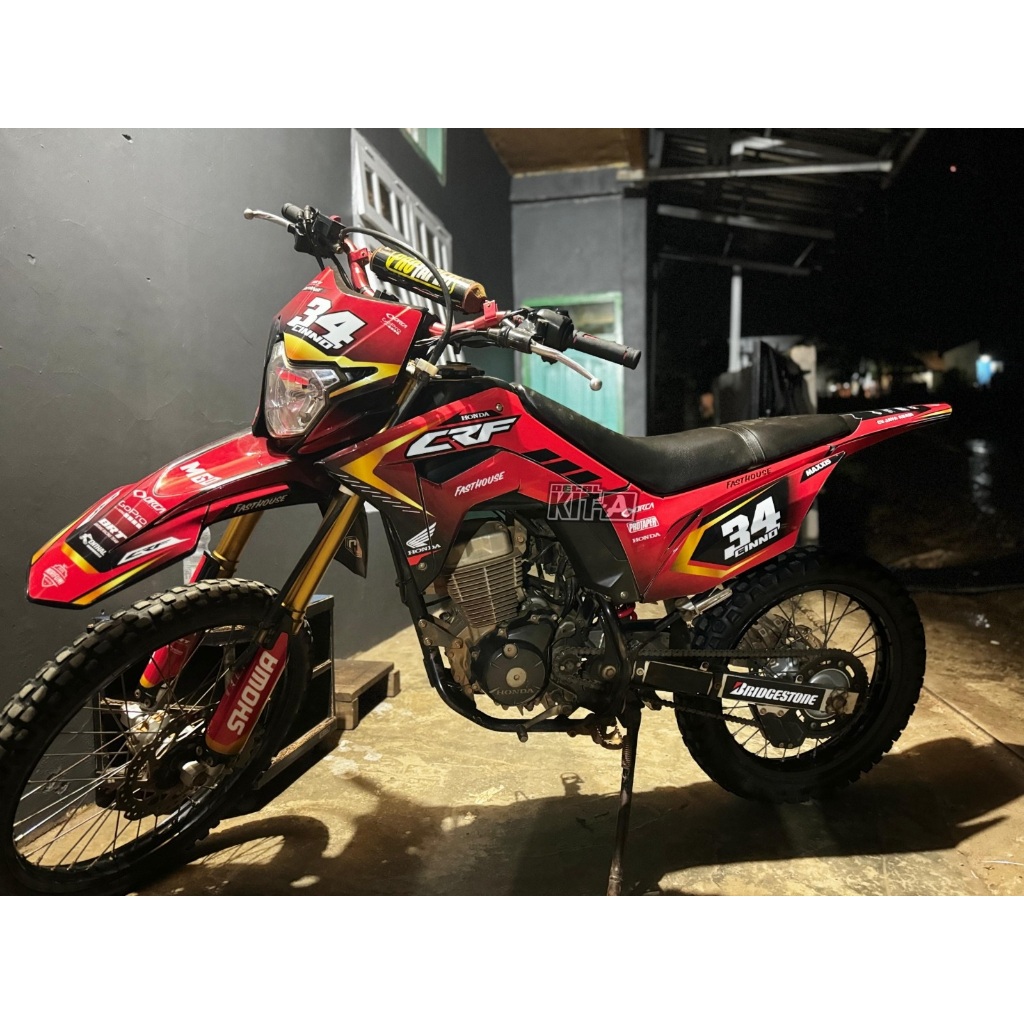 DECAL SUPERMOTO MERAH HITAM CRF 150 - STIKER FULLBODY CRF NEW 2024