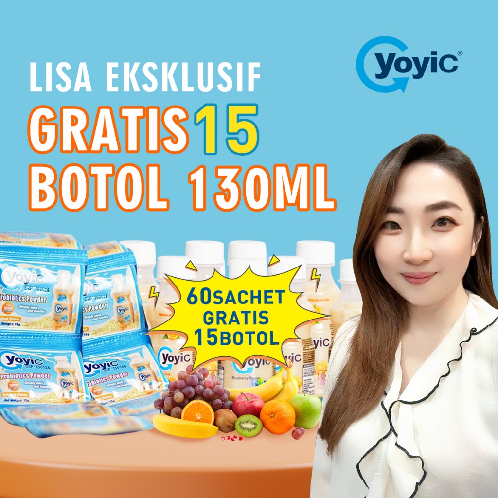 Lisa Exclusive-60 Sachet YoyiC Gratis 15 Botol YoyiC 130ML！Suplemen Kesehatan Probiotik Bakteri Baik