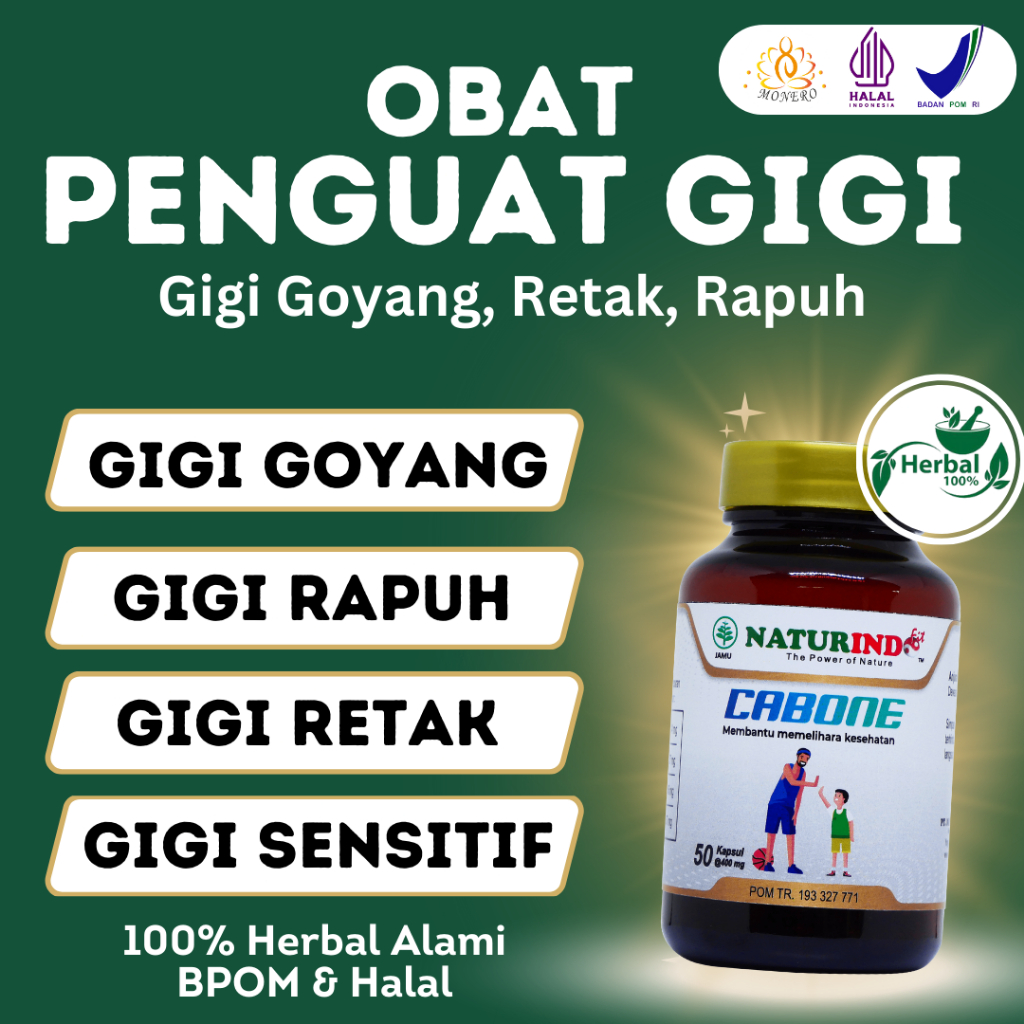 Obat Penguat Gigi Goyang Sensitif Linu Retak Kalsium Herbal Cabone Ampuh Penumbuh Gigi
