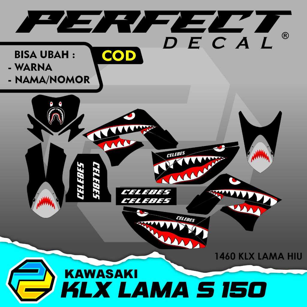 Decal Stiker Motor KLX 150 LAMA / KLX 150 S HIU / SHARK HYPEBEAST Full Body Sticker Custom Variasi