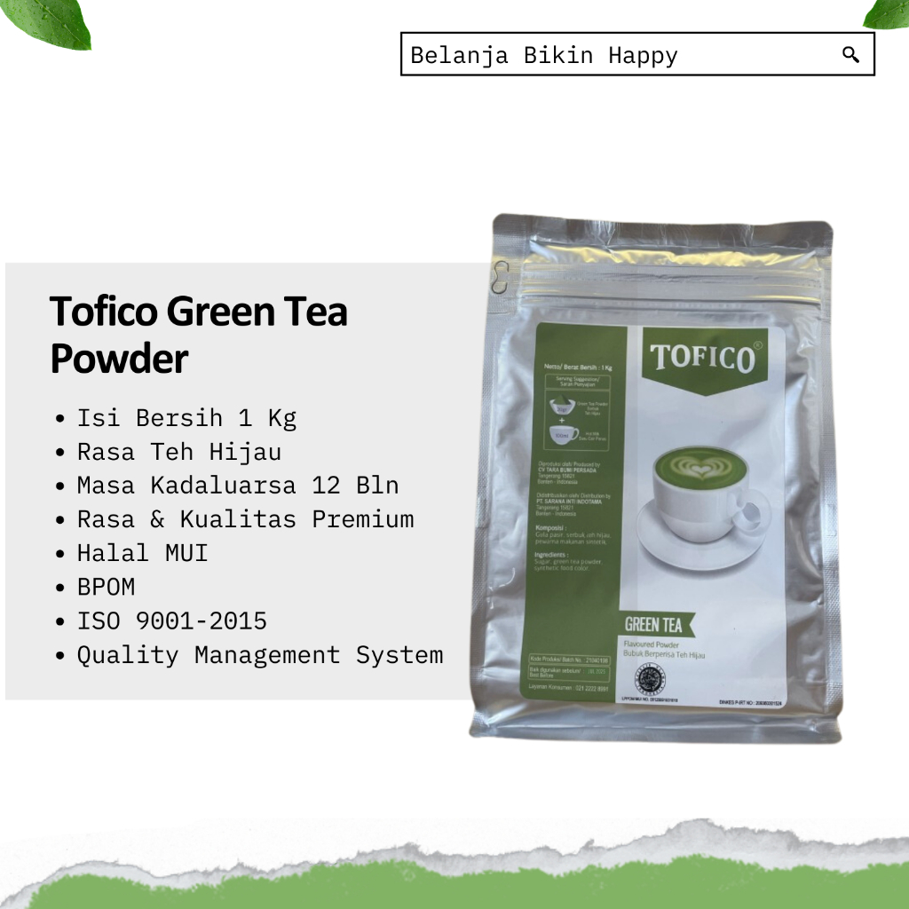 

Bubuk Teh Hijau 1kg / Bubuk Minuman Greentea / Tofico Green Tea Powder 1 Kg