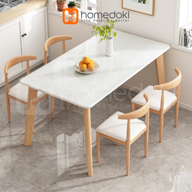 Homedoki Meja Makan Minimalis / Meja Makan Murah / Meja Makan Putih