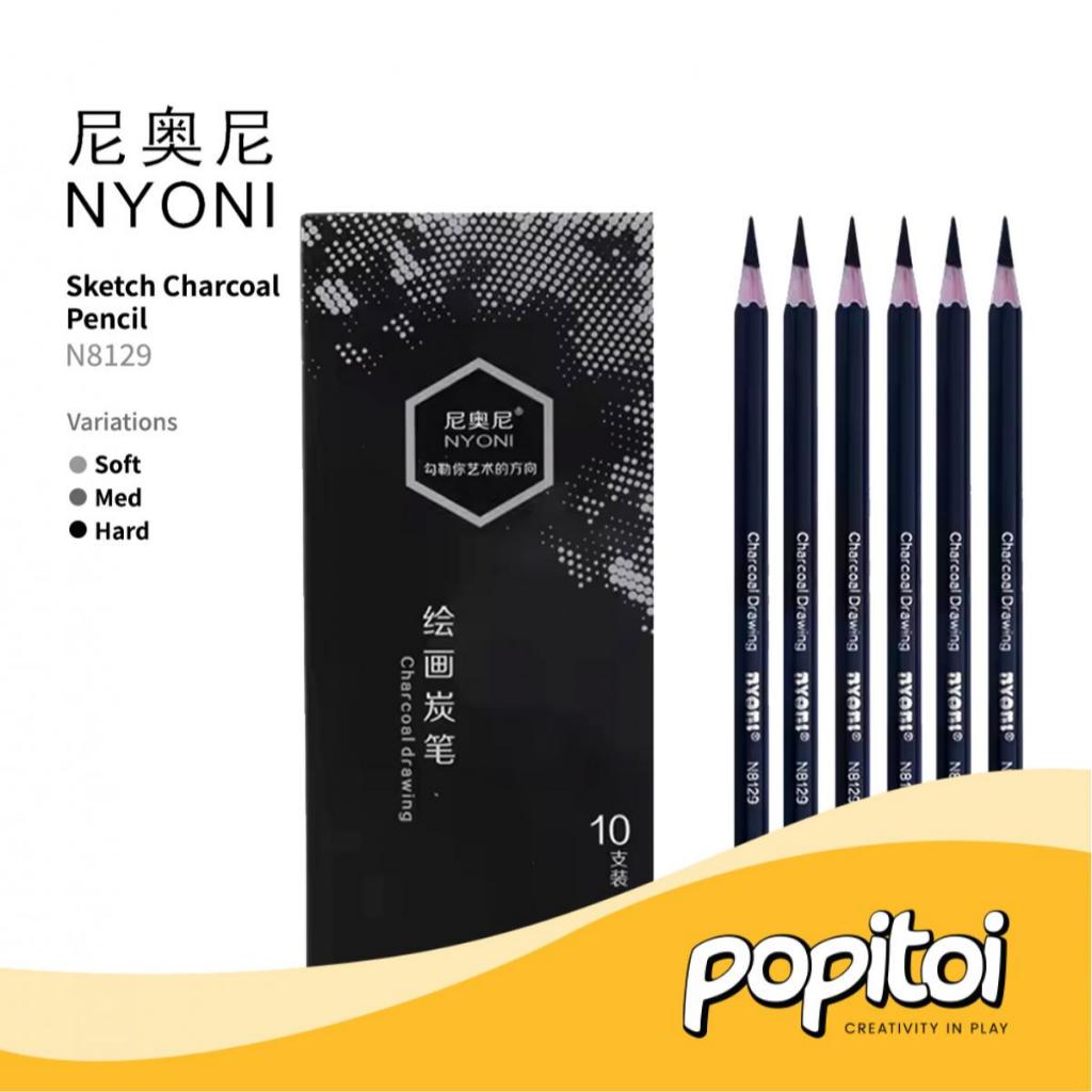 

NYONI N8129 Standard Custom Charcoal Pencil (Satuan) Pensil Kayu Arang